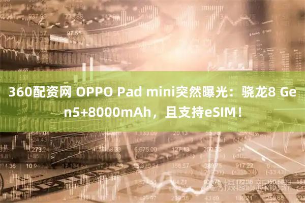 360配资网 OPPO Pad mini突然曝光：骁龙8 Gen5+8000mAh，且支持eSIM！